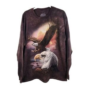 The‎ Mountain 2011 Long Sleeve XL Shirt Tie Dye Bald Eagle Animal Americana